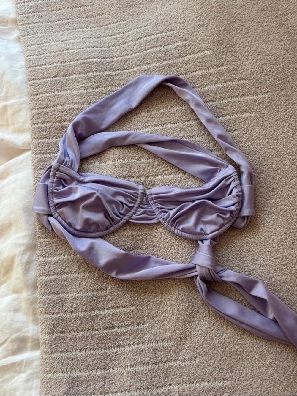 iNAMORATA Lavender Ruched Underwire Bikini Top